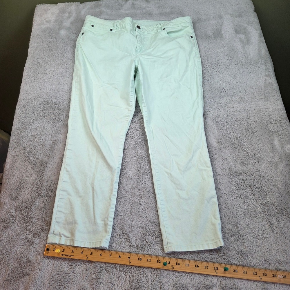 Talbots Slim Crop Pants Womens Sz 12 Cotton Stretch Five Pocket Mint Green